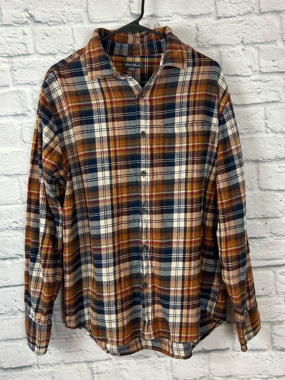 Eddie Bauer Women’s Large Plaid Flannel Shirt Cotton Button Front Fall